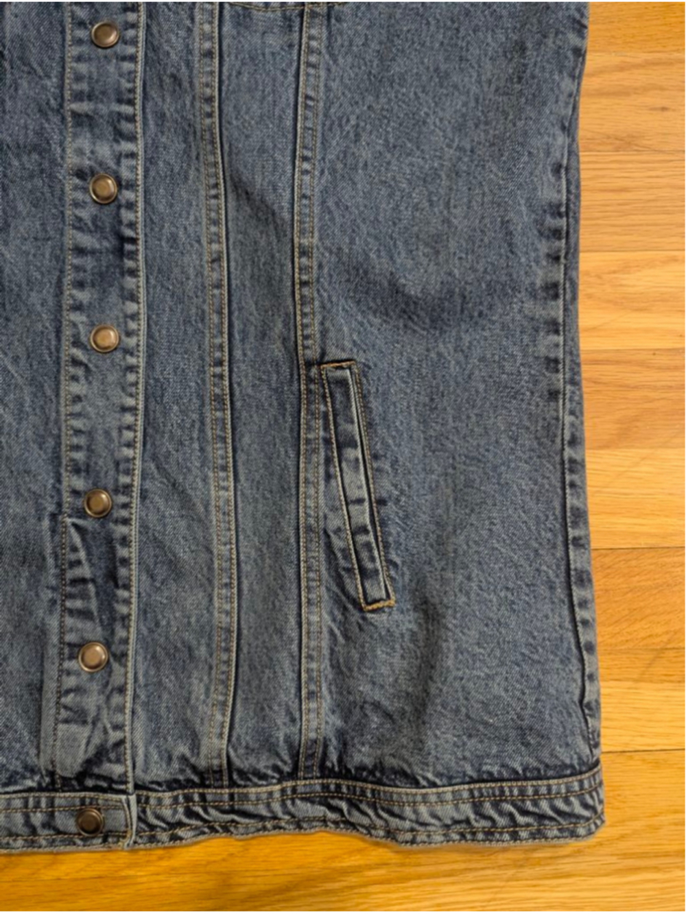 NorthStyle Denim Jean Jacket Longline Large Snap Front - Picture 7 of 12